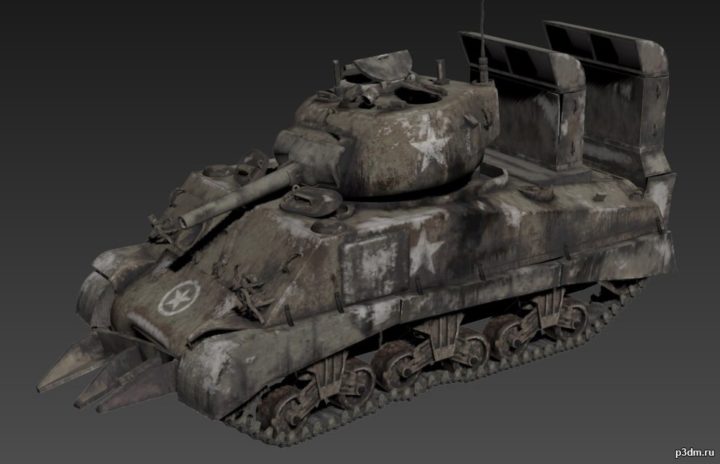 M4A2 Sherman(destroyed) 3D Model