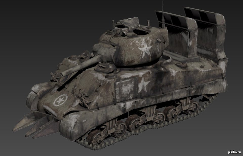 M4A2 Sherman(destroyed) 3D Model