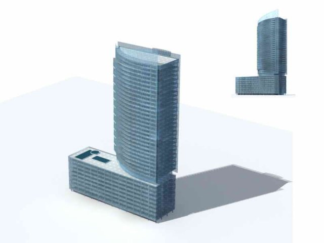 Large City Commercial Street office building design – 195 3D Model