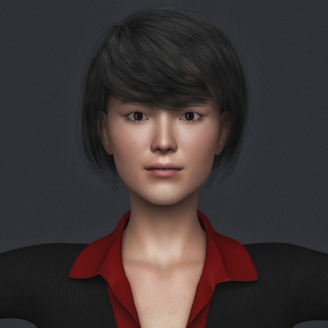 Realistic Asian Business Woman 3D Model