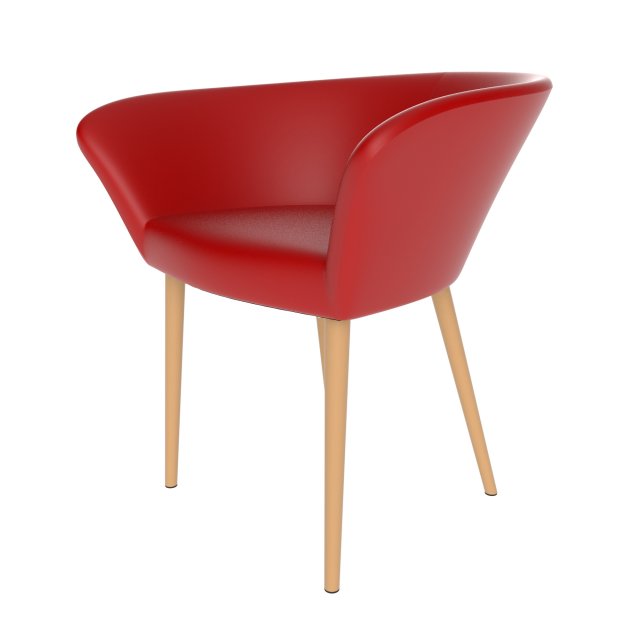 Red Leather Upholstered Armchair 3D Model