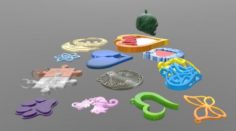 Stylish pendants 13 pieces 3D Model