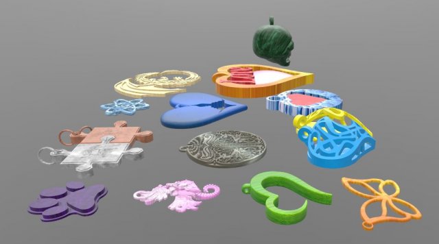 Stylish pendants 13 pieces 3D Model