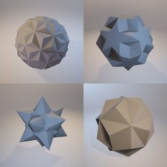 A set of fractal three-dimensional monochrome symbolic objects 3D Model