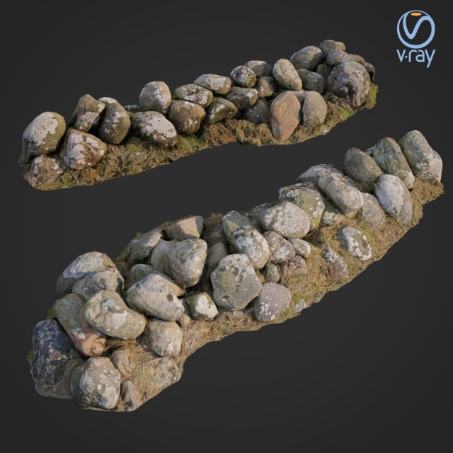 3d scanned nature stone wall B 3D Model