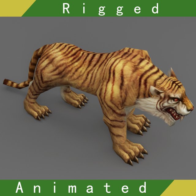 Tiger Rigged Animated 3D Model