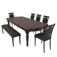 Dining set of classic design consisting of a table and chairs 3D Model