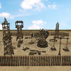 Medieval Village Props Set Collection 3D Model
