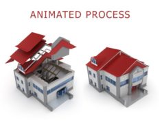 Animated process of house building 3D Model