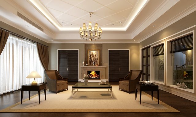 Classic Living Room 3D Model