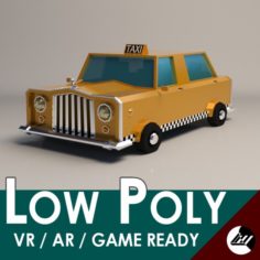 Low-Poly Cartoon Taxi Cab 3D Model