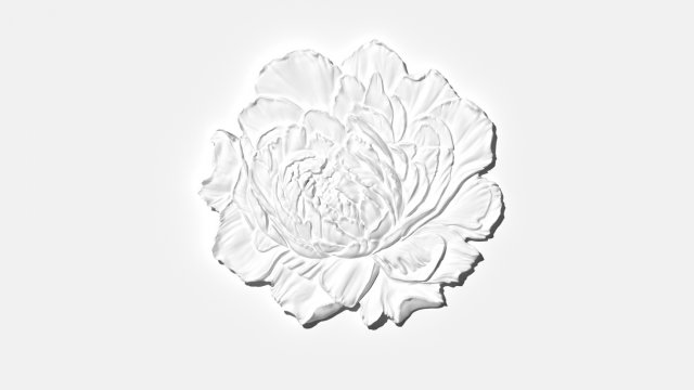 Peony bas-relief flower 3D Model