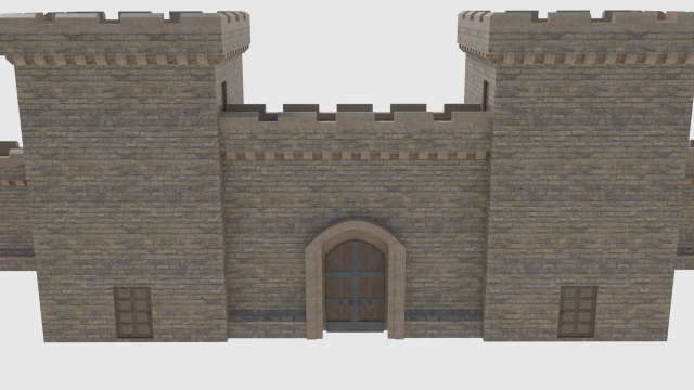 Castle Walls Towers and Gates 3D Model