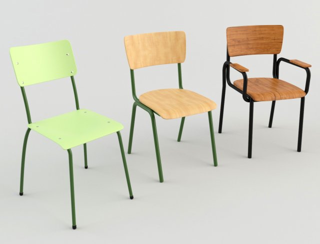 Classroom Chairs 1 3D Model