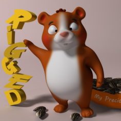Cartoon Hamster Rigged 3D Model