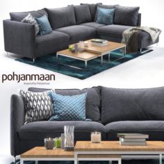 Corner sofa Flipper and Ikea rug 3D Model