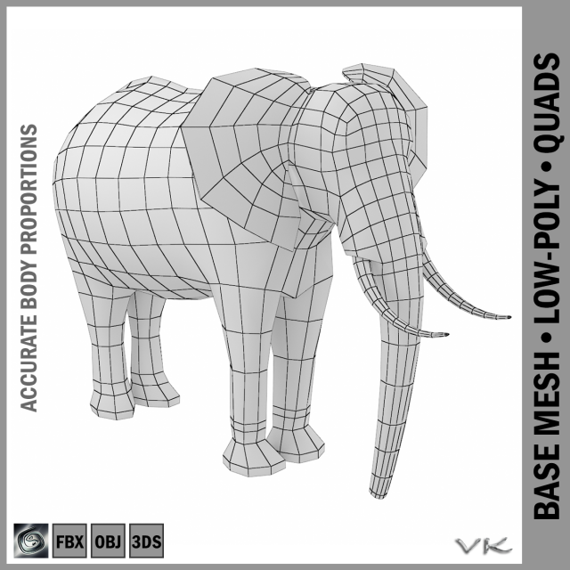 African Bush Elephant Male Animal 3D Model