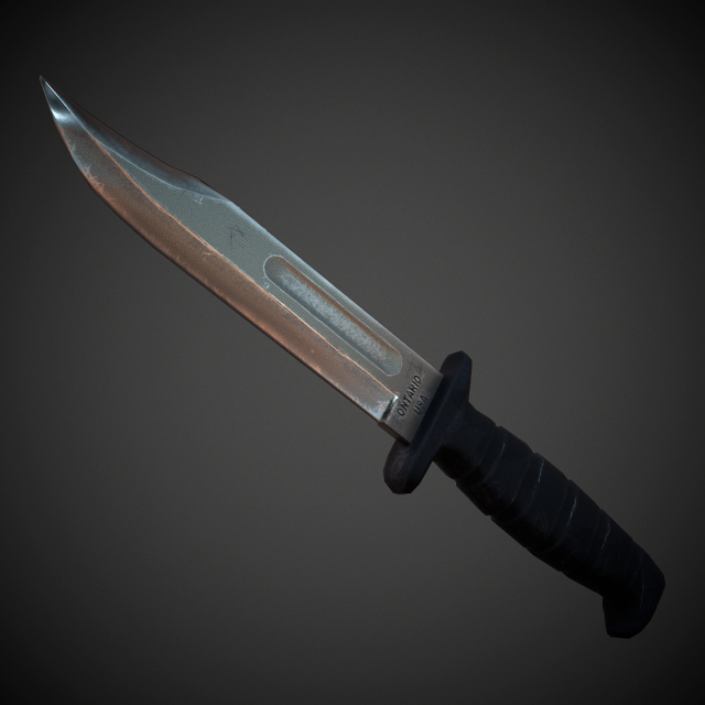Military Knife PBR Low Poly 3D Model