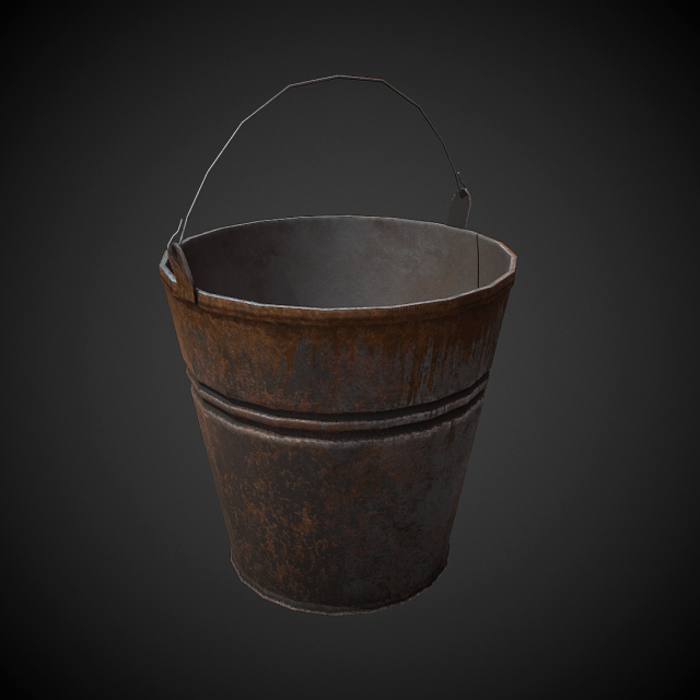 Old Bucket PBR Low Poly 3D Model