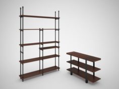 Industrial Steel Pipe shelves and Marley Sofa Table 3D Model