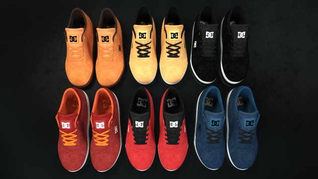 Realisitc DC Shoes Crisis – Collection of 6 colors 3D Model