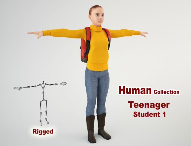 Teenager Student 1 3D Model