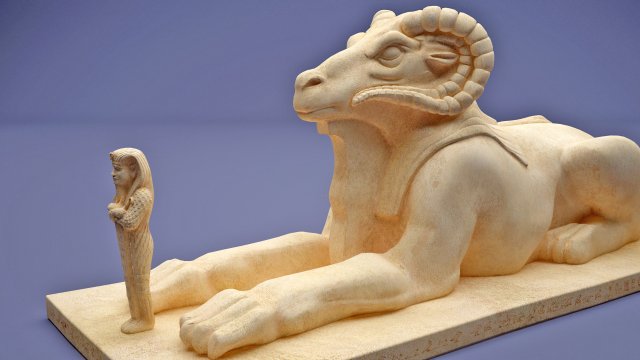 Egyptian Ram-Headed Sphinxes Statue 3D Model