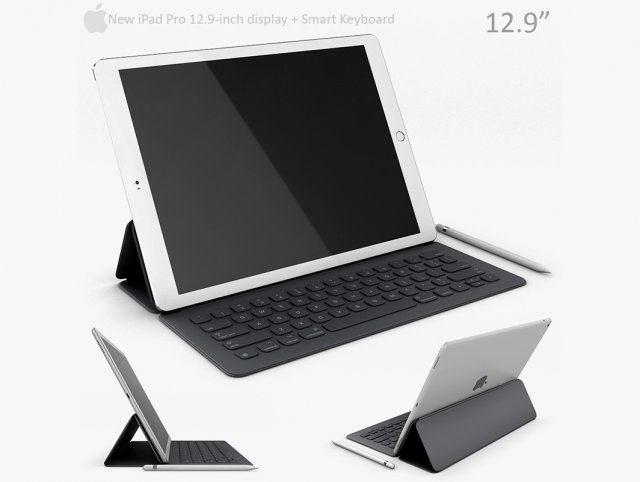Apple iPad Pro 129 Inch with Smart Keyboard 3D Model