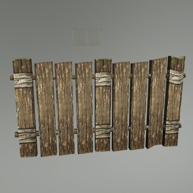 Medieval Wood Fence 01 3D Model