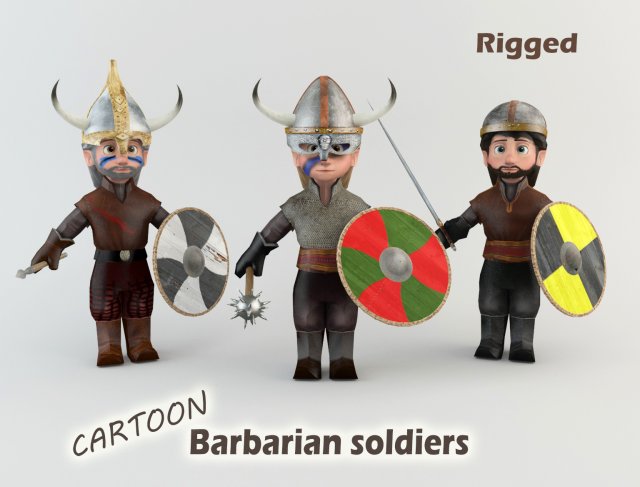 Cartoon Barbarian soldiers 3D Model