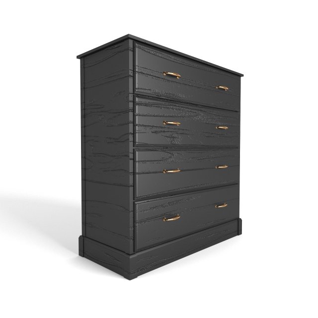 Chest of 4 drawers black 3D Model