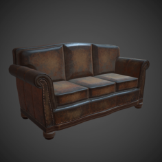Leather Sofa PBR Low Poly 3D Model