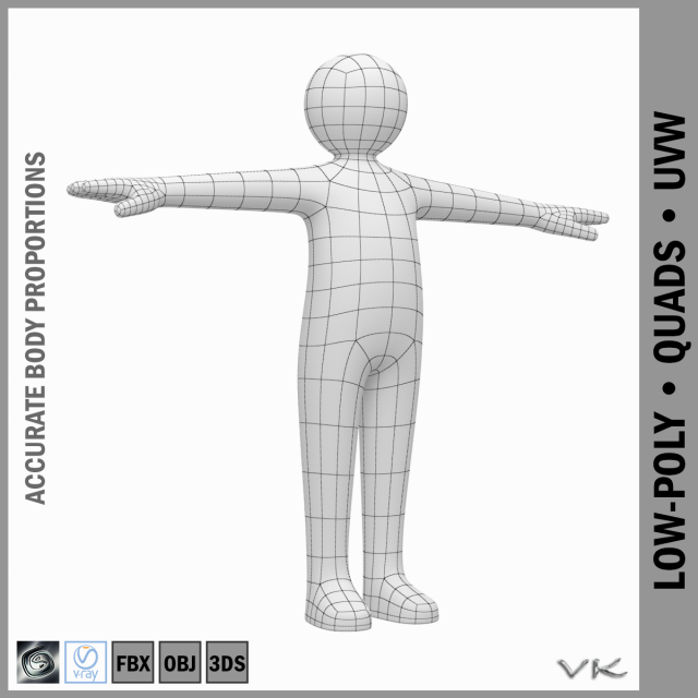 Child Stickman Character 3D Model