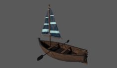 Wooden Sailling Boat 3D Model