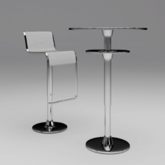 Bar high chair and table 3D Model