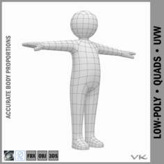 Baby Stickman Character 3D Model