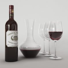 Decanter with wine 3D Model
