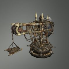 Medieval Wooden Crane 3D Model