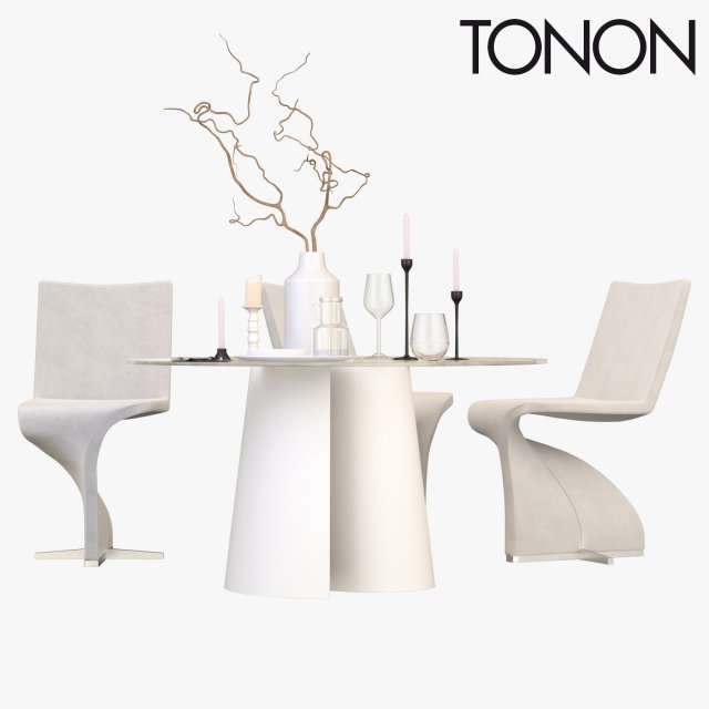 Chair and Table Tonon Twist 3D Model