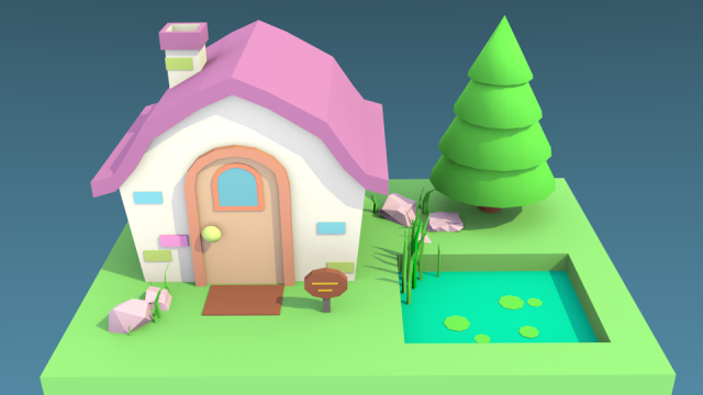 Lowpoly fairy house 3D Model