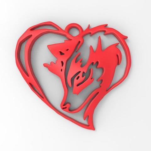 Wolf Heart pendant  3D Print Model
