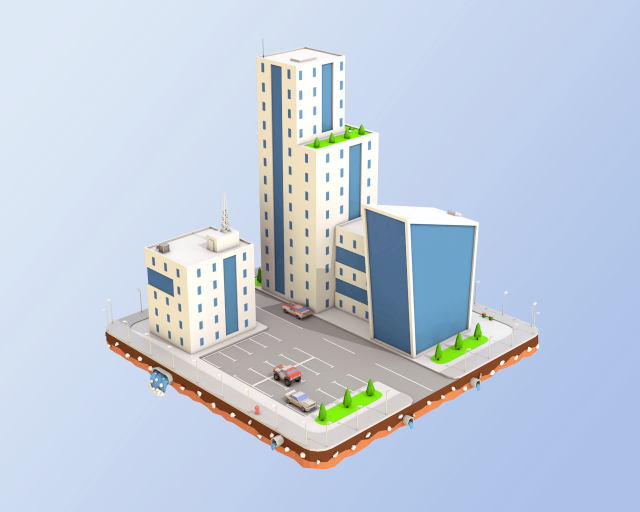 Low Poly City Buildings 3D Model