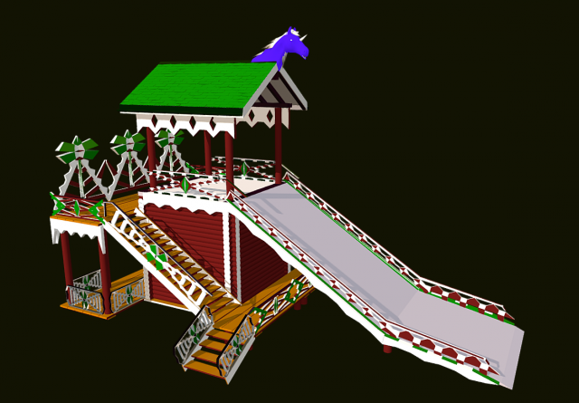 Russian Wooden Winter Slide 3D Model