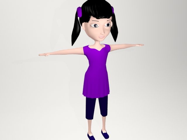 Cartoon Girl 3D Model