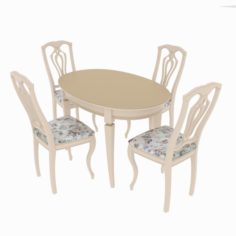 Dining set of classic design consisting of a table and chairs 3D Model