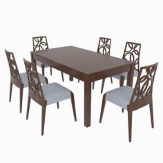 Dining set of classic Italian design consisting of a table and chairs 3D Model