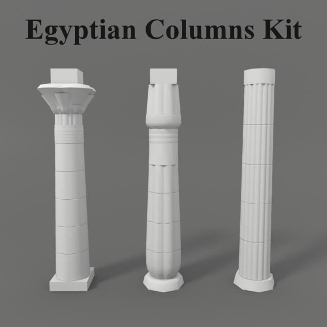 Egyptian Columns Kit 3D Model