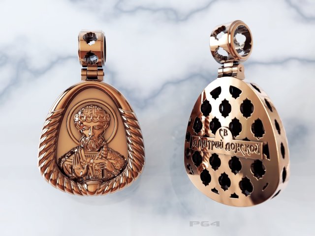 Gold pendant of St Dmitry Donskoy 3D Model