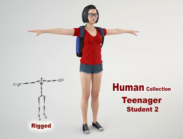 Teenager Student 2 3D Model