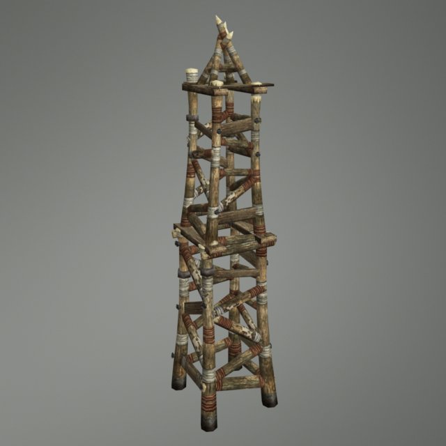 Medieval Wooden Tower 3D Model